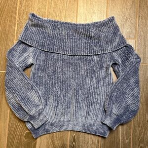 L.A. Hearts Off-Shoulder Blue Sweater